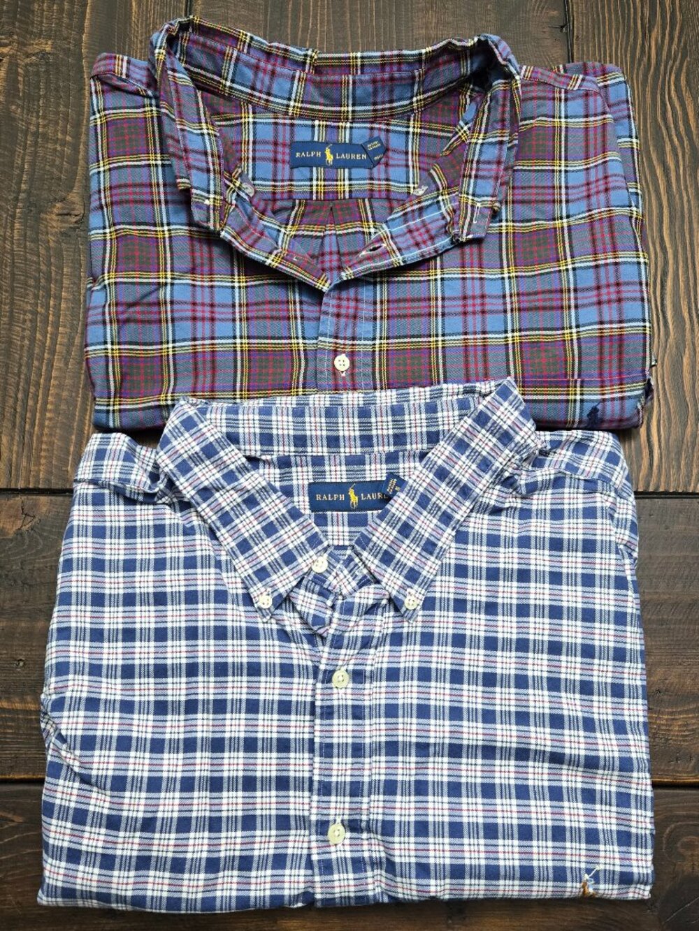 LOT 2 Polo Ralph Lauren Shirts Mens 4XB Big & Tall Plaid Flannel Button Down